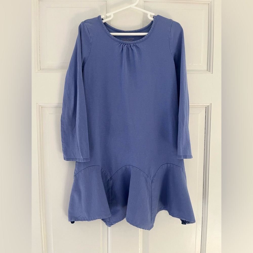 100% Cotton Girls Size 6 Garnet Hill Lavender Periwinkle Long-Sleeve Kids Dress